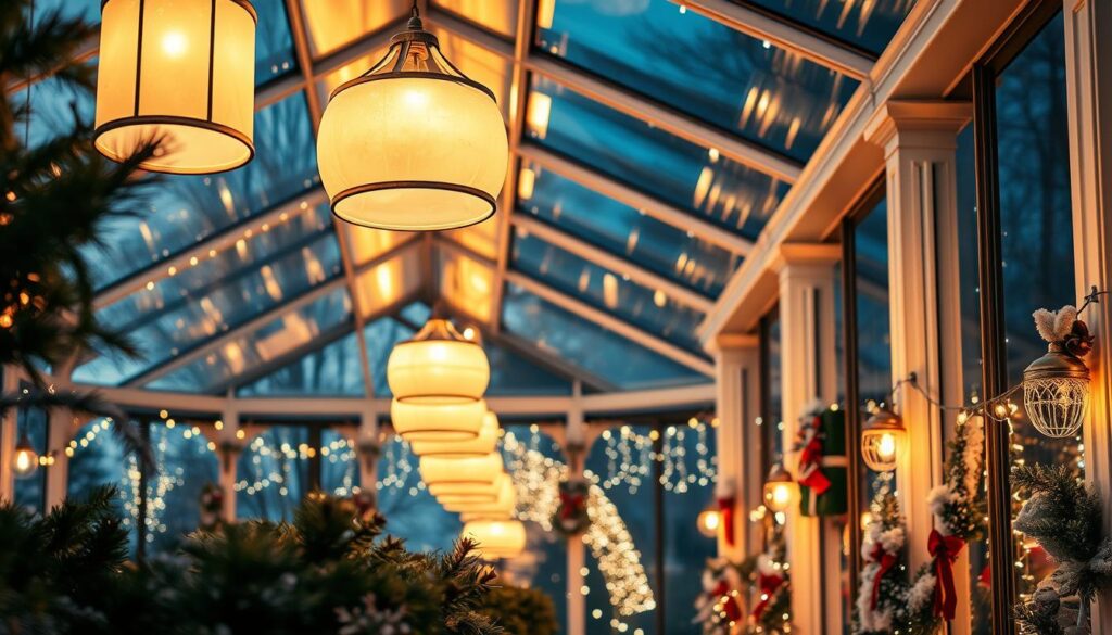 Beleuchtung im Glaspavillon