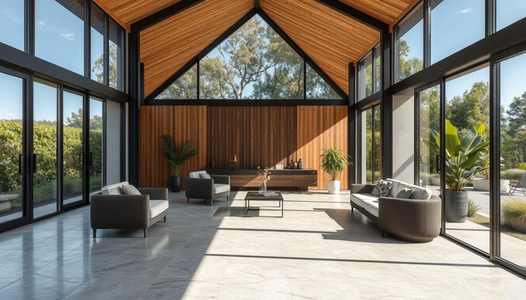 Bodenbeläge im Glas-Pavillon