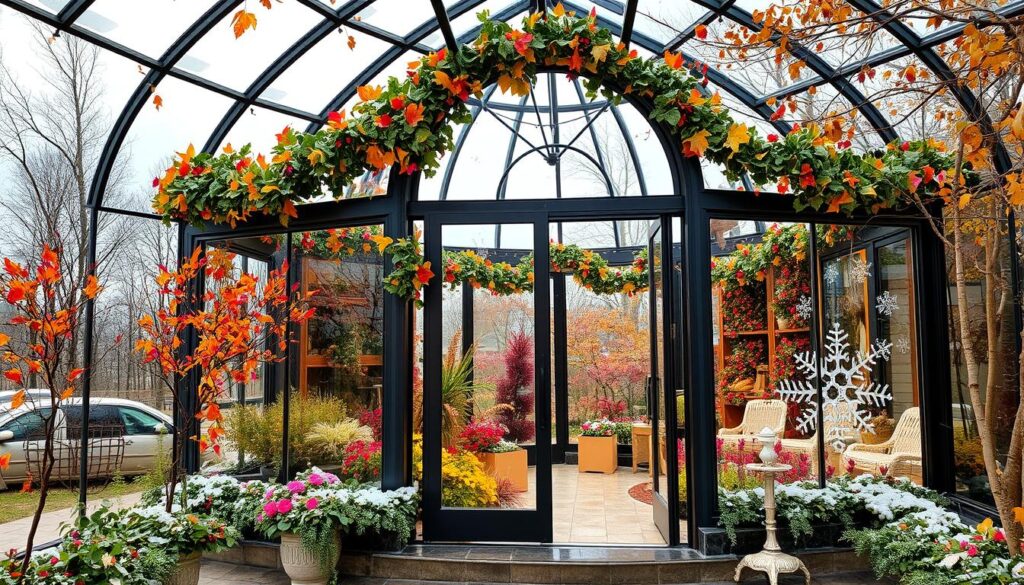 Glaspavillon Jahreszeiten Dekoration Glaspavillon Jahreszeiten Dekoration