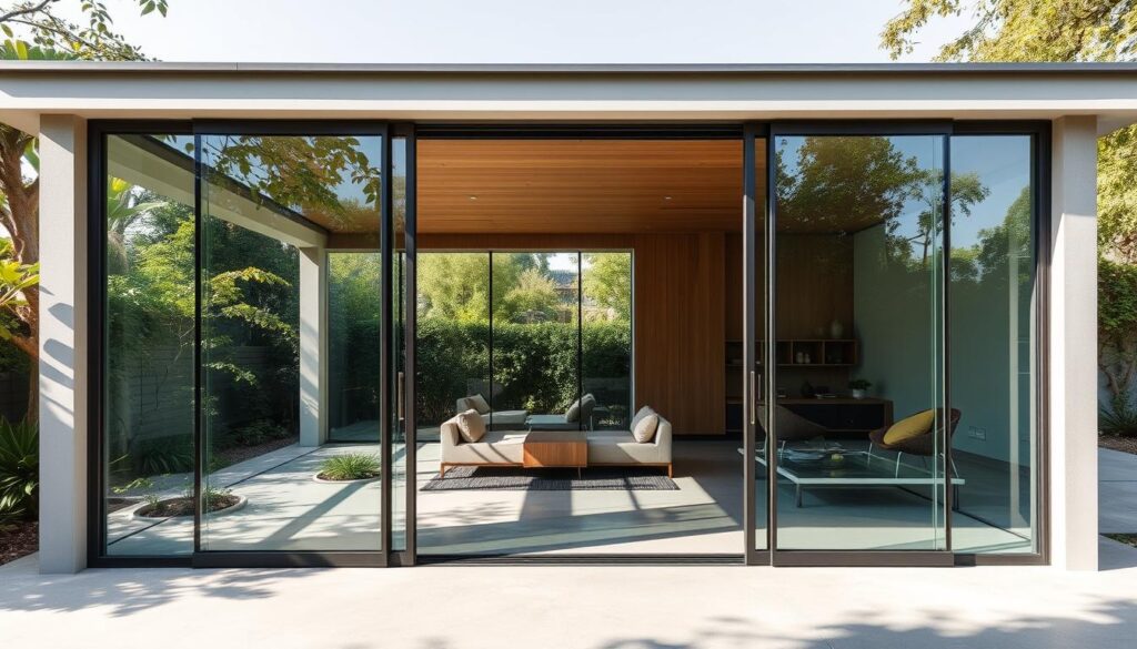 Glasschiebetüren im Glaspavillon Design Glasschiebetüren im Glaspavillon Design