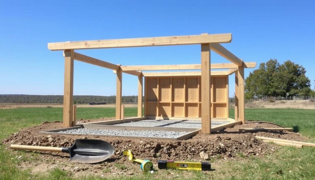 Holz-Pavillon Fundament Vorbereitung Holz-Pavillon Fundament Vorbereitung