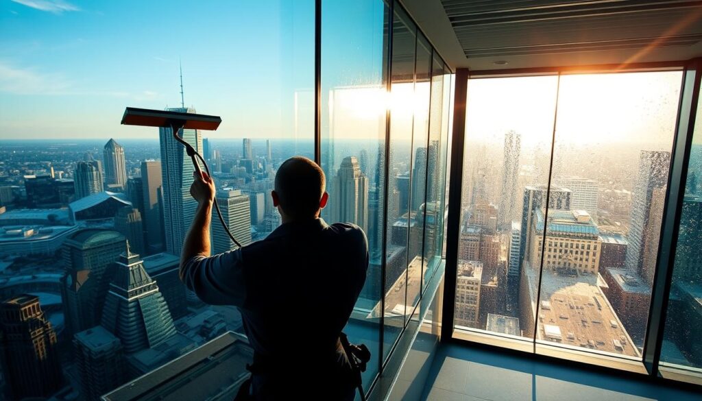 Reinigung großer Glasflächen Reinigung großer Glasflächen