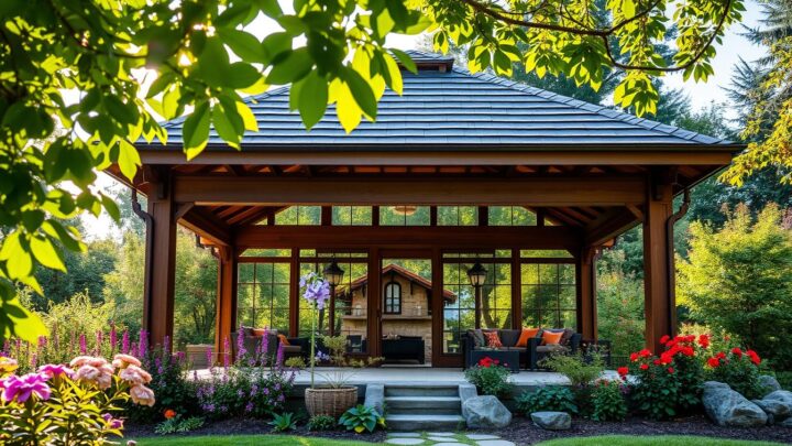 Pavillon mit festem Dach – Ganzjähriger Gartengenuss