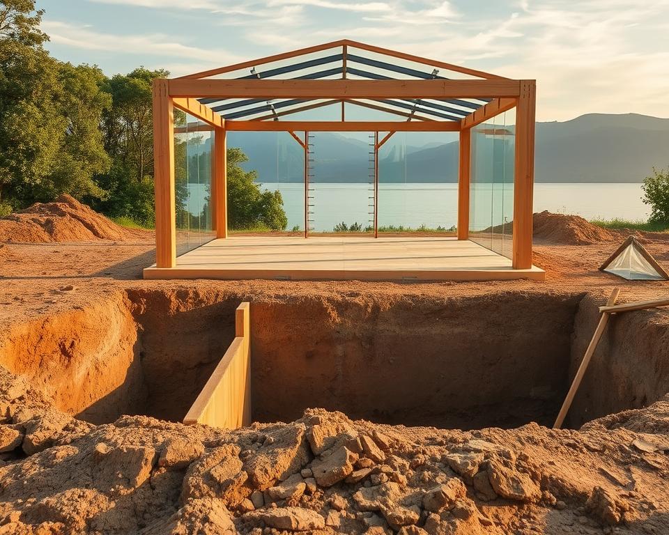 Glaspavillon Fundament Vorbereitung