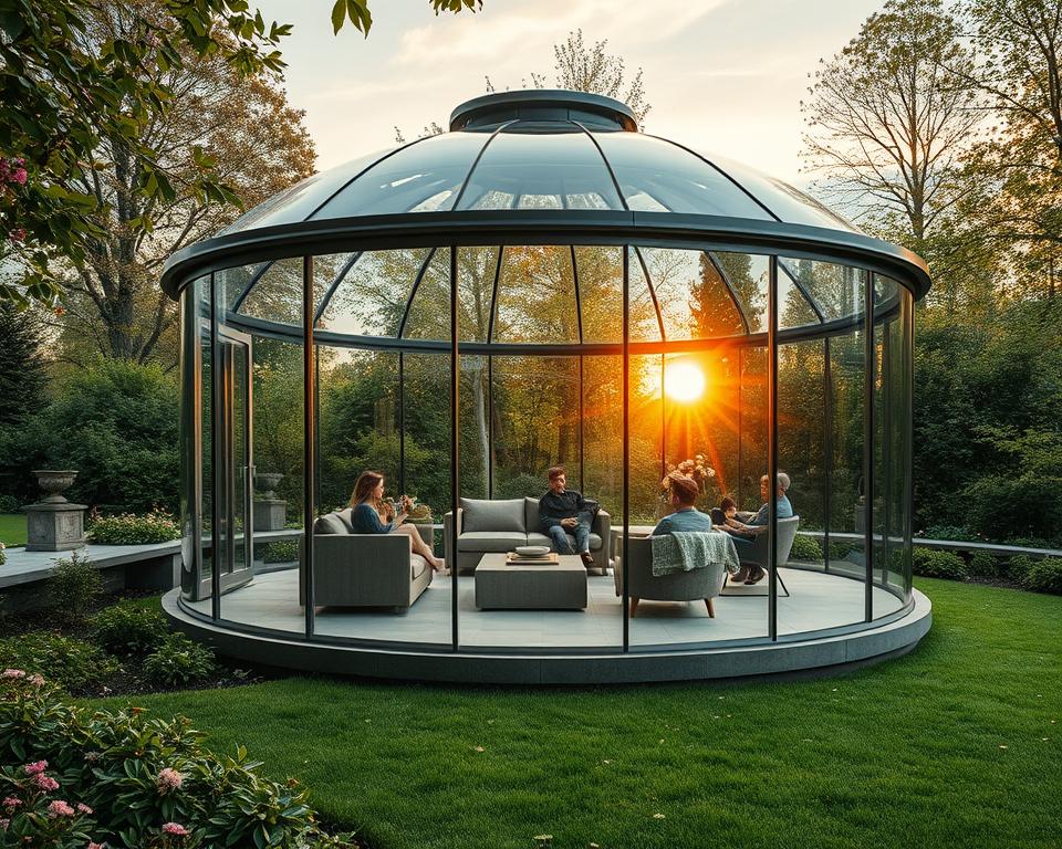 Glaspavillon Nutzung im Jahresverlauf